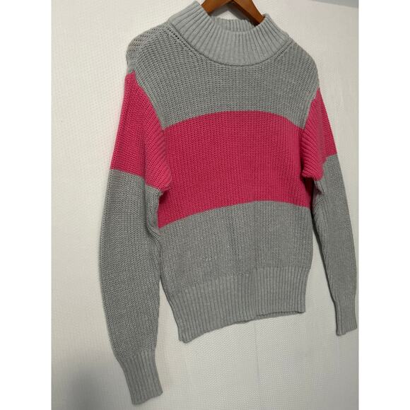 St Johns Bay  Gray Pink Womens Pullover Knit Long Sleeve Ribbed Sweater Medium - Picture 4 of 9